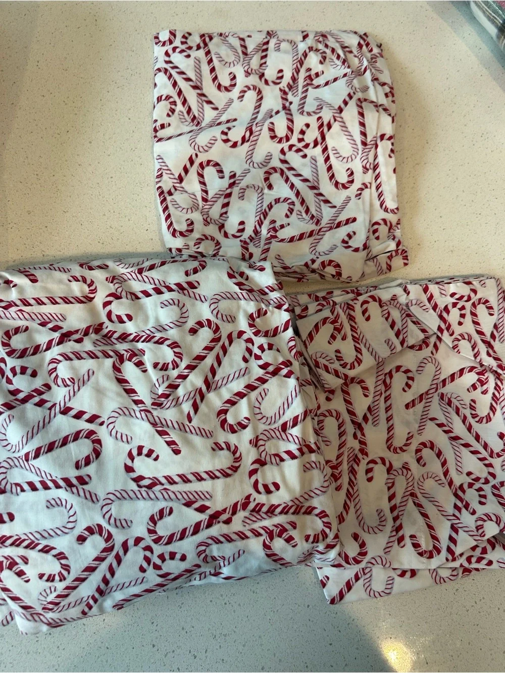 Pottery Barn Candy Canes Percale Queen Sheet Set Fitted ONLY*** NWOT